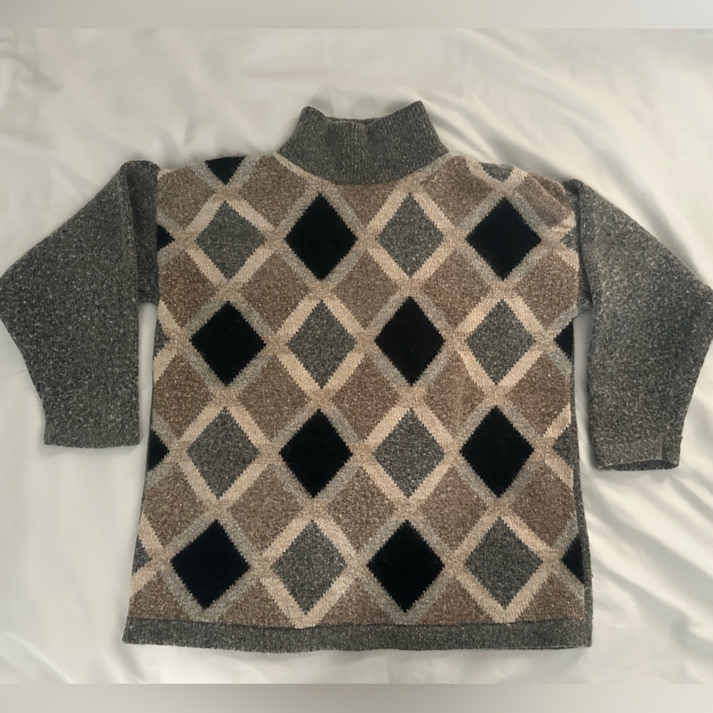 M.J. Carroll Mock Turtle Neck Silk/Angora Rabbit Fur/Lambswool Sweater XL
